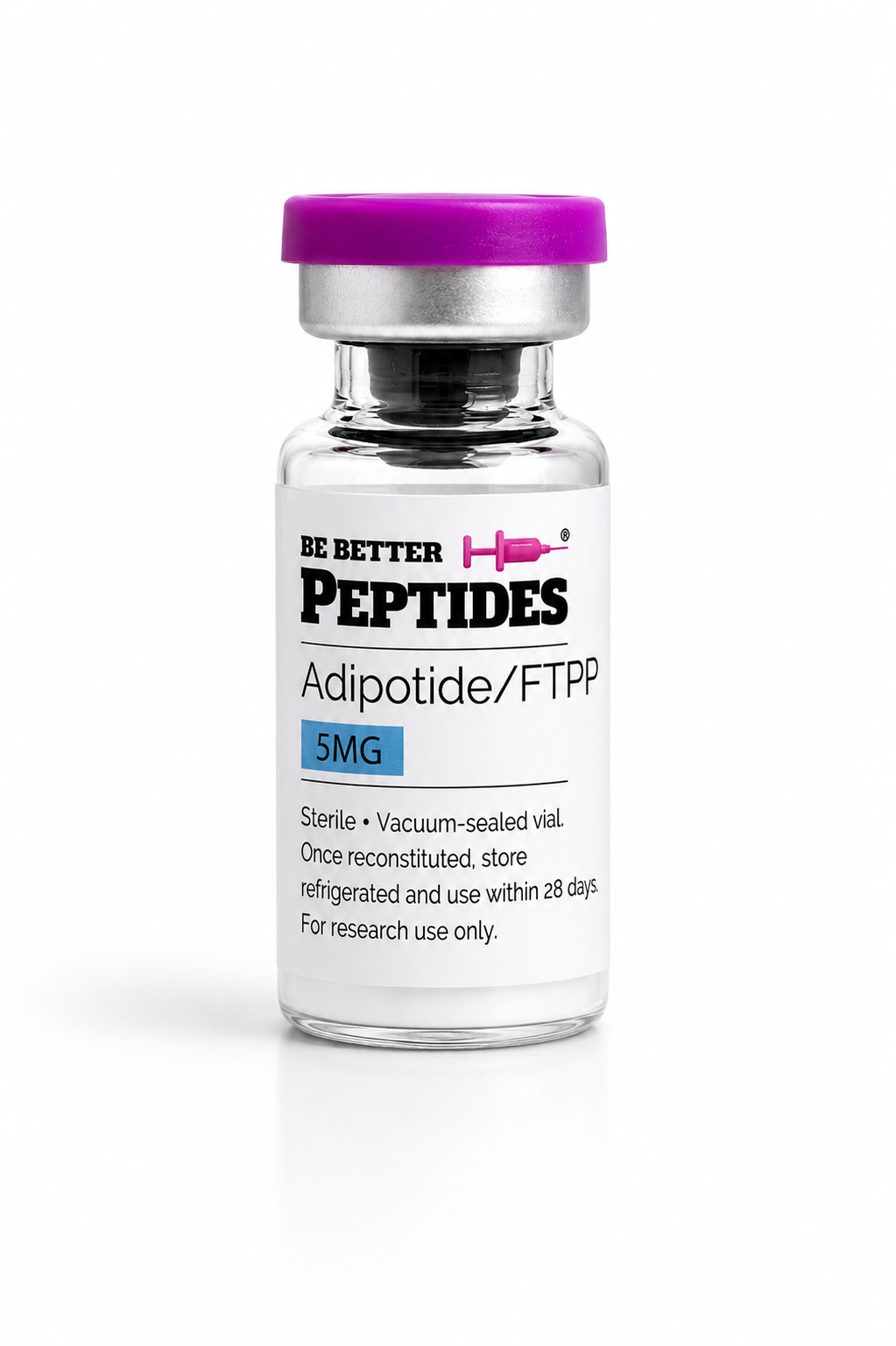 Adipotide FTTP 10mg research peptide vial with lyophilised powder, laboratory research use only.
