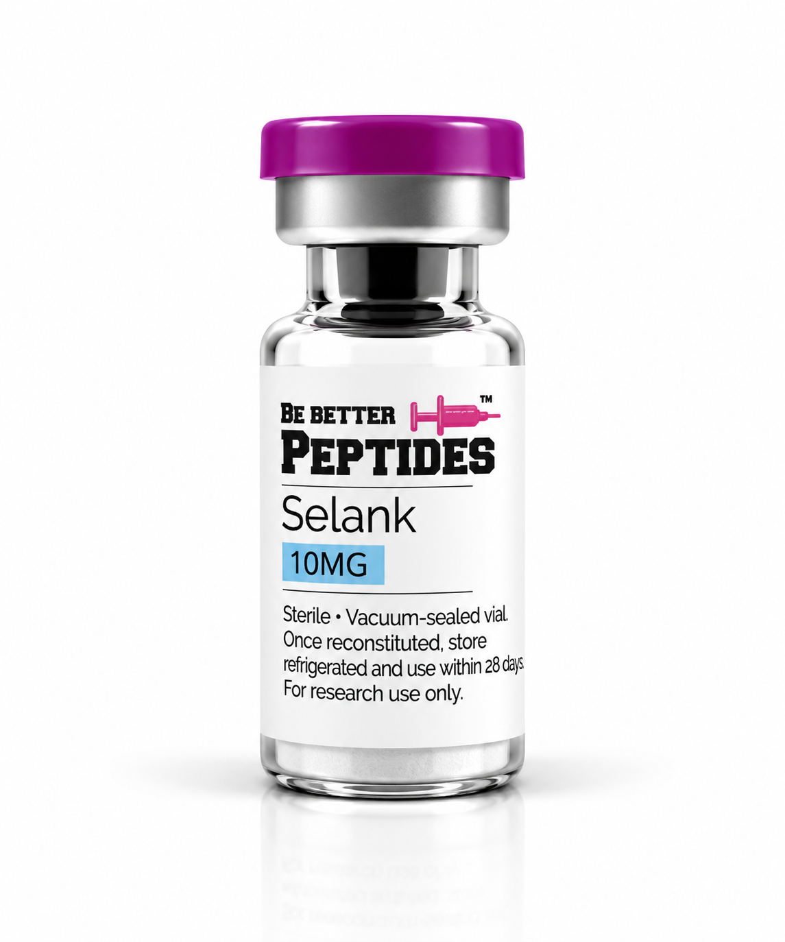Be Better Peptides Selank 10mg research peptide vial