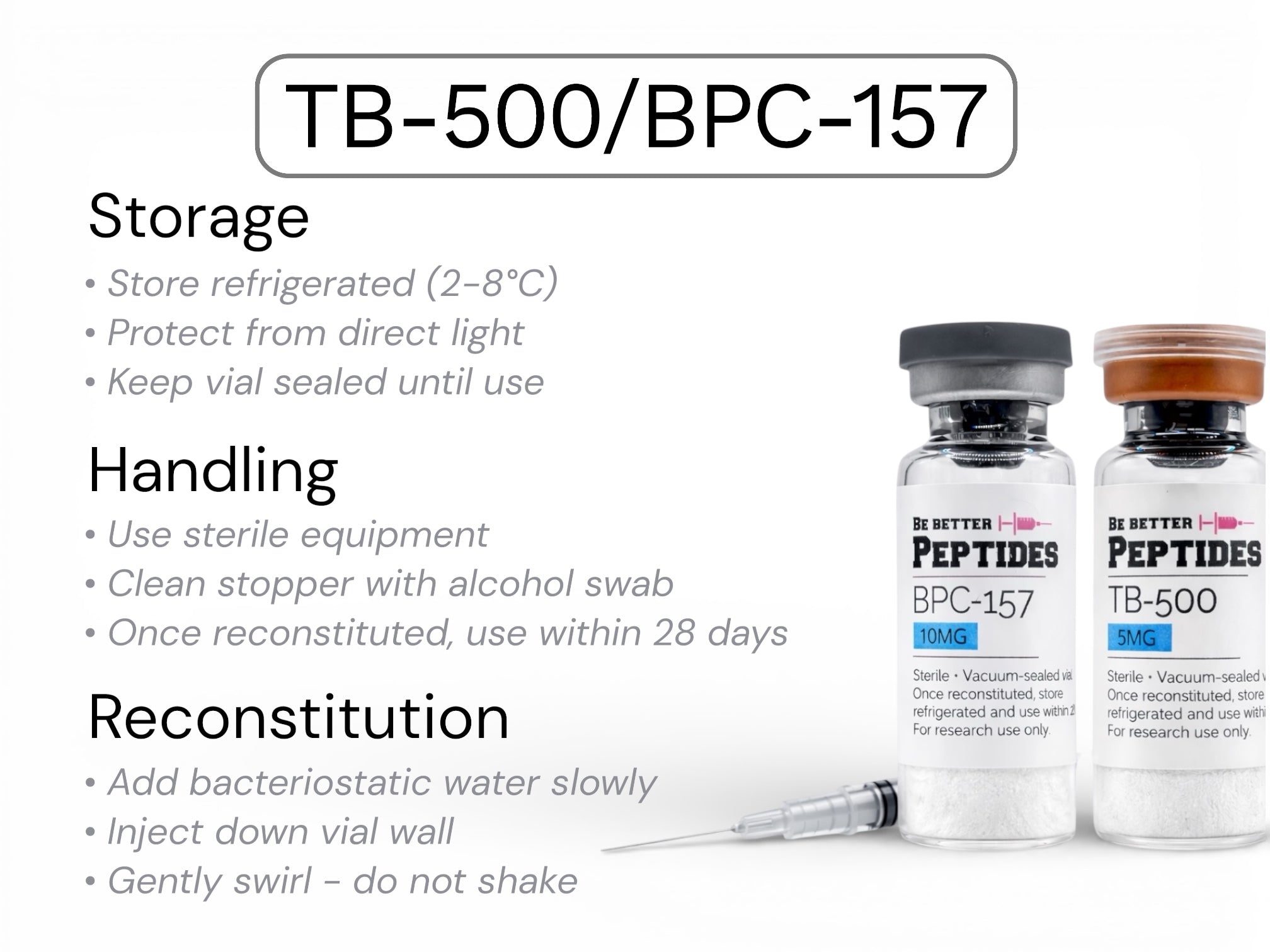 BPC-157 TB-500 peptide blend storage and handling laboratory guidelines