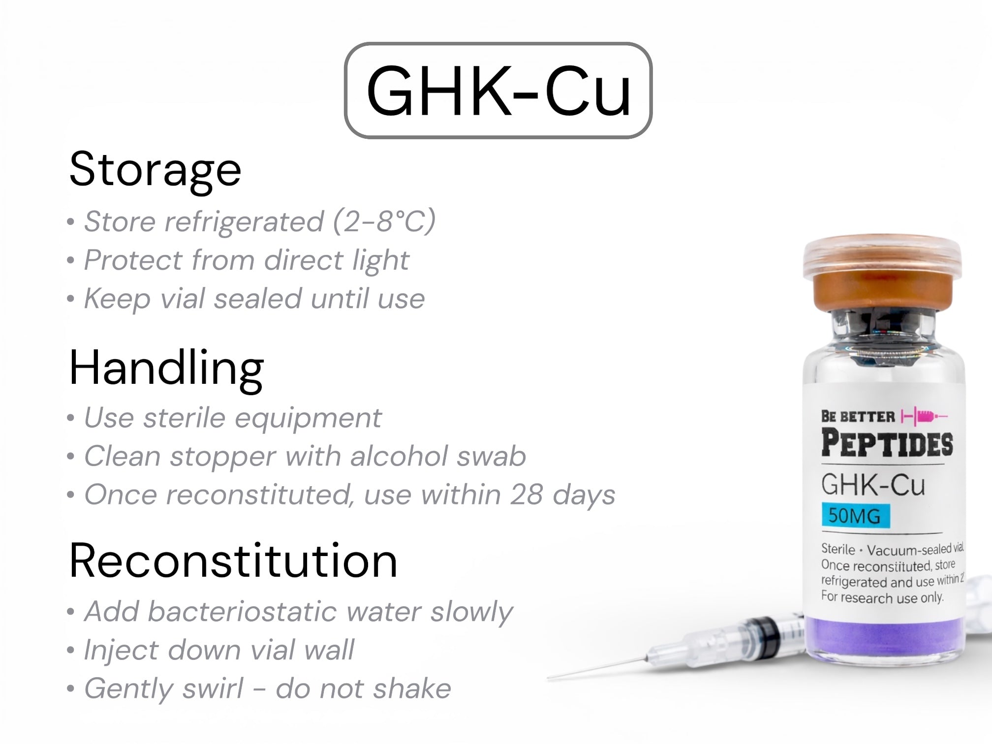 GHK-Cu copper peptide storage and handling laboratory research guidelines