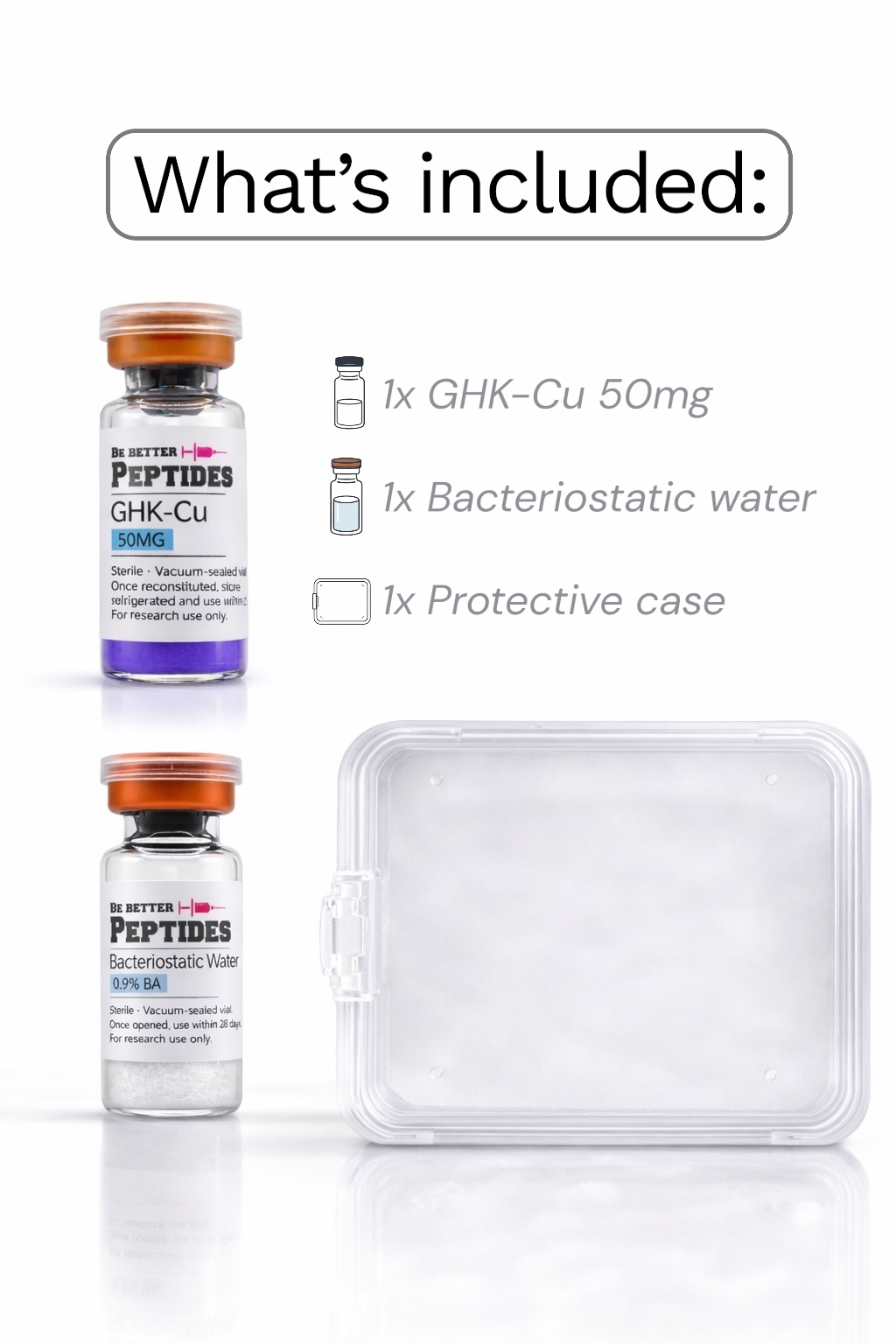 GHK-Cu research peptide kit copper peptide vial bacteriostatic water