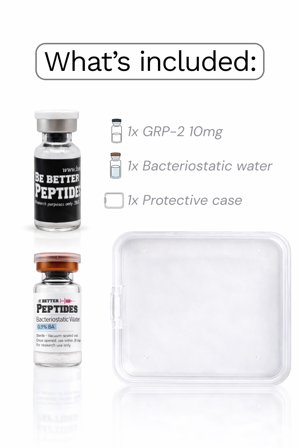 GHRP-2 research peptide kit vial bacteriostatic water case
