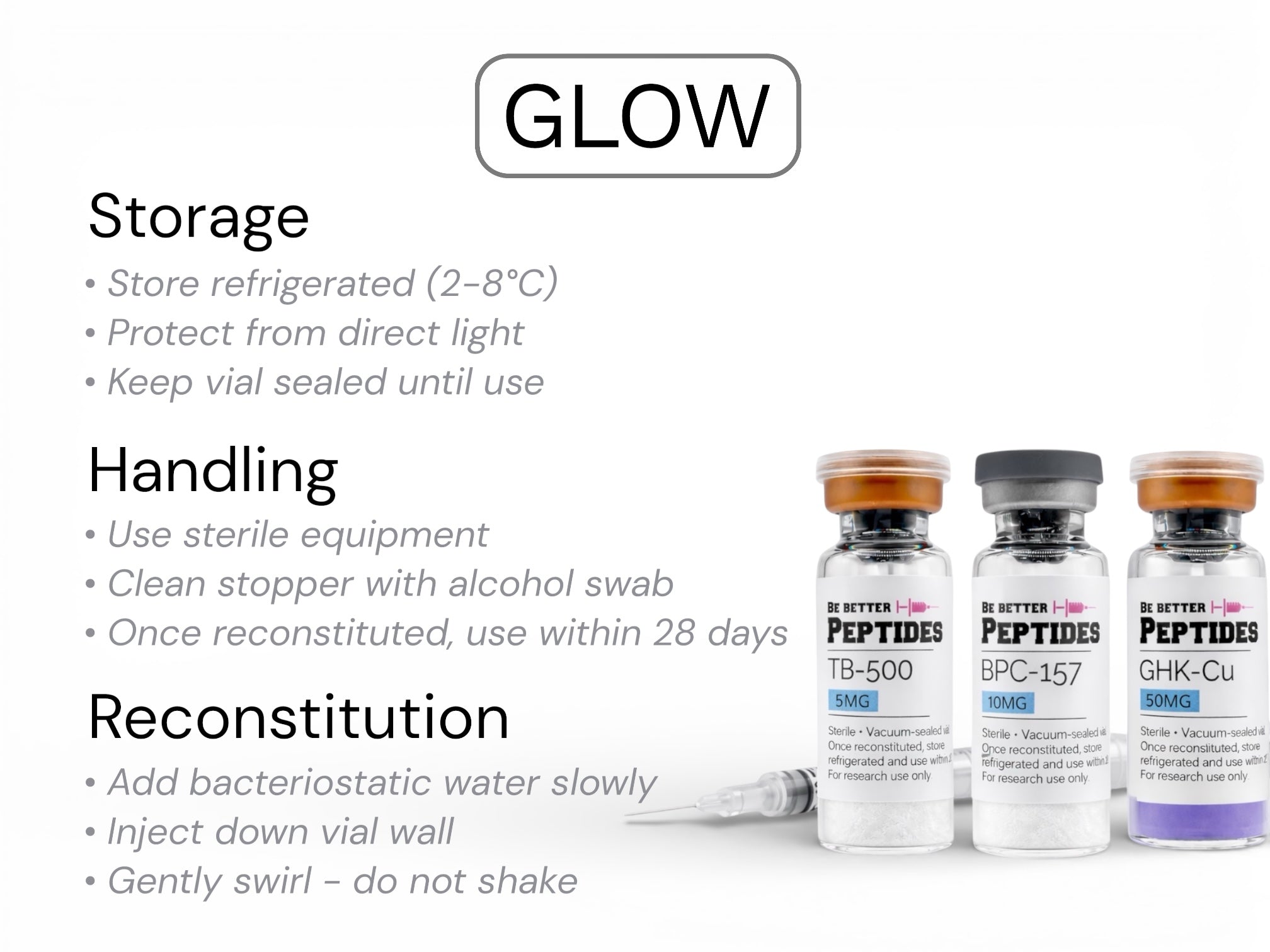 Glow peptide blend storage and handling research peptide guidelines
