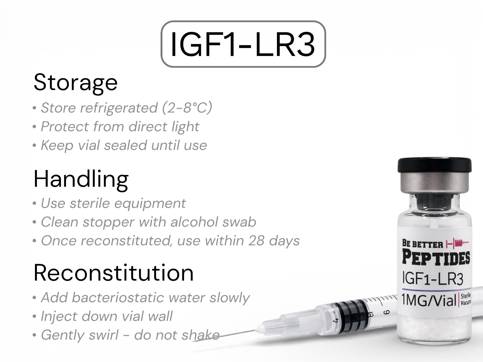 IGF-1 LR3 peptide storage and handling laboratory research guidelines