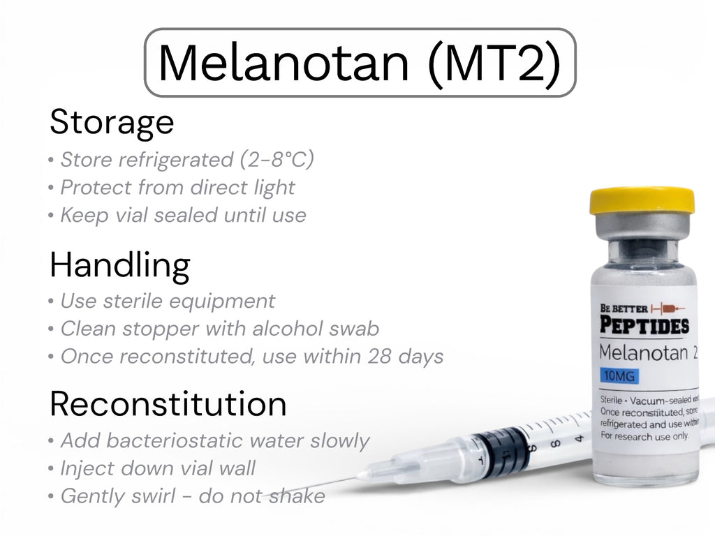 Melanotan 2 peptide storage and handling laboratory research
