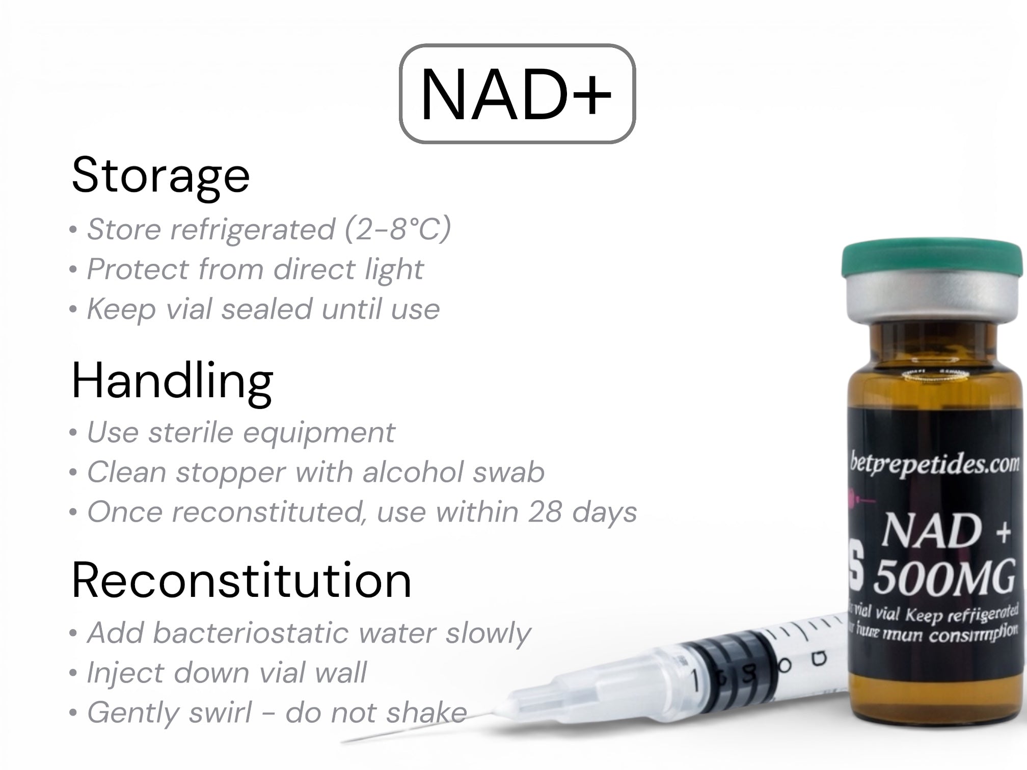 NAD+ storage and handling laboratory research guidelines