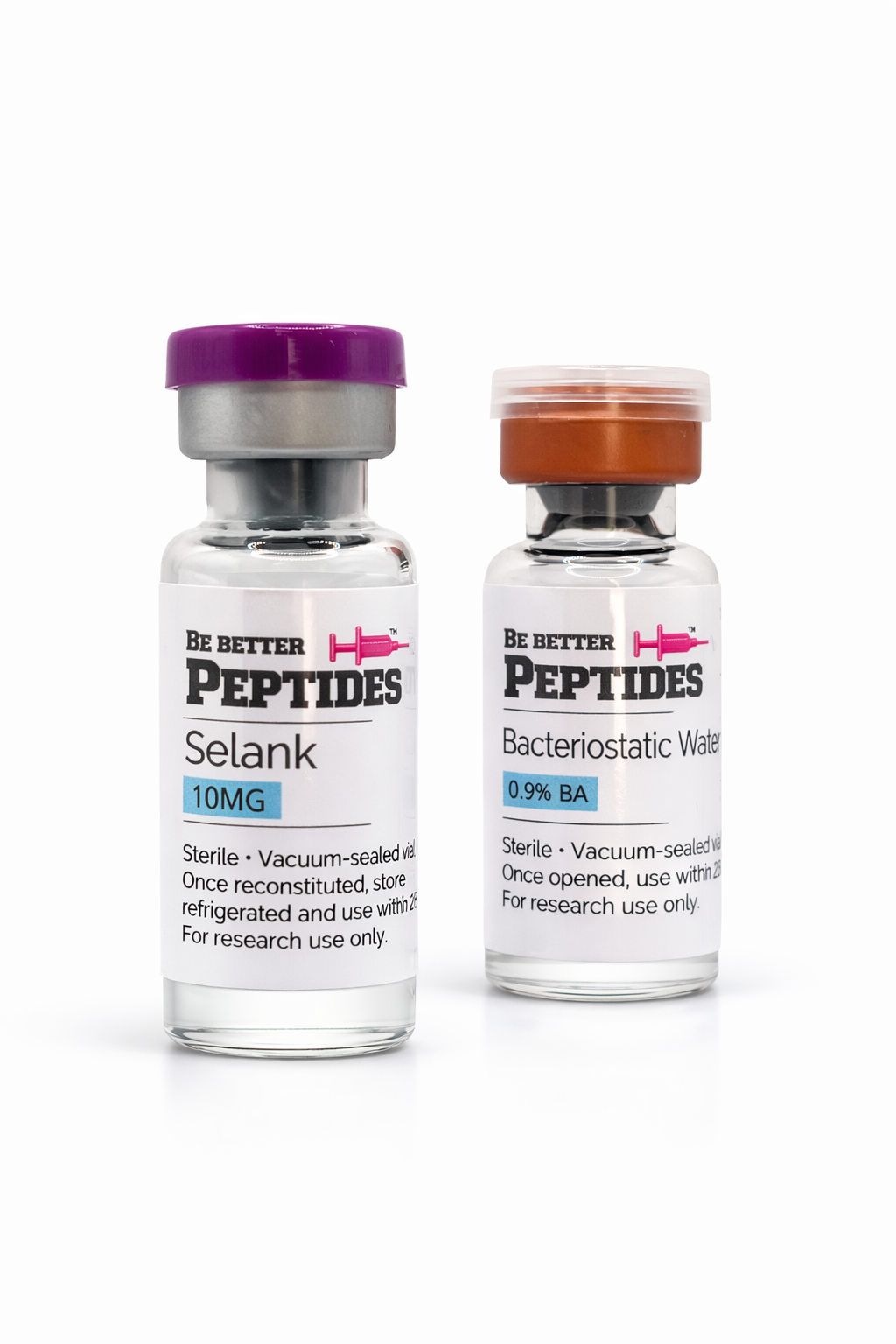 Selank 10mg peptide vial with bacteriostatic water by Be Better Peptides