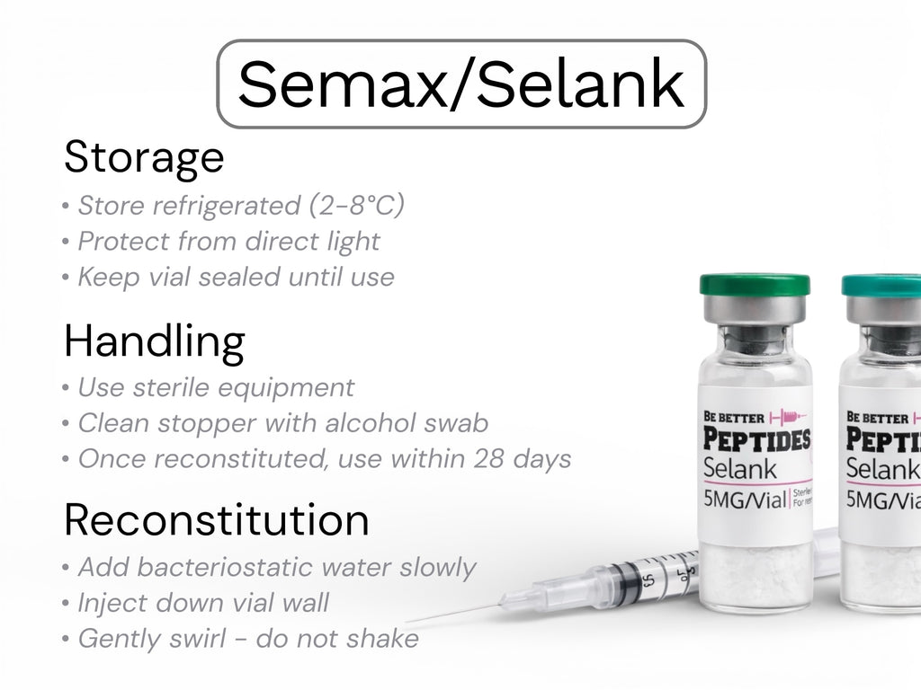 Selank Semax peptide storage and handling laboratory guidelines
