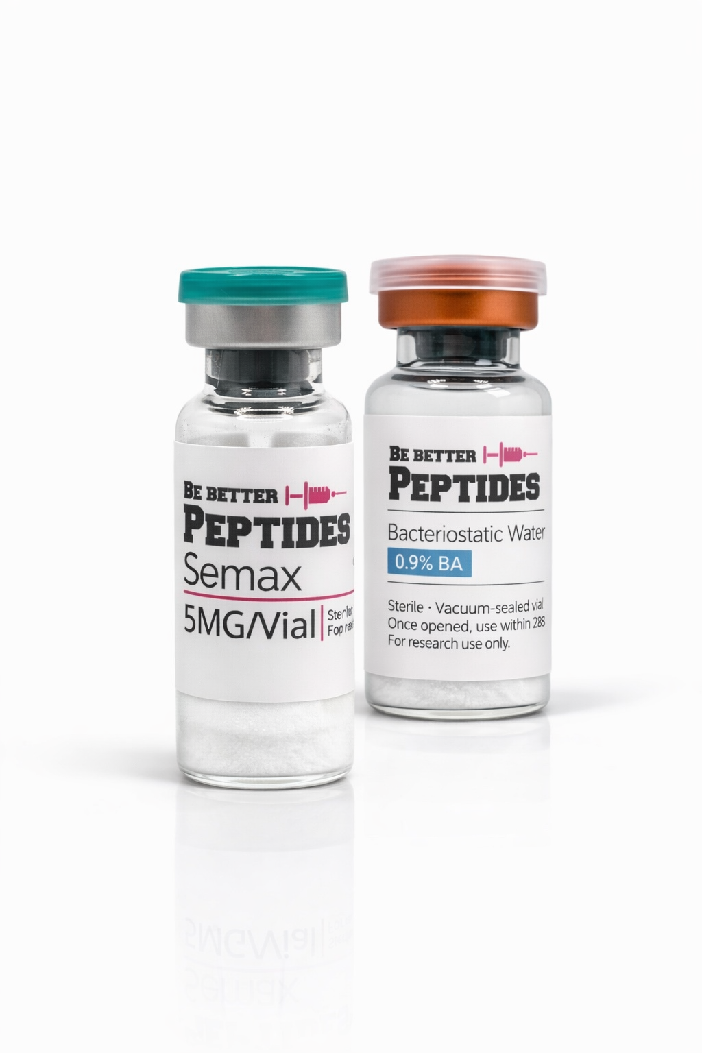 Semax peptide vial with bacteriostatic water research reconstitution